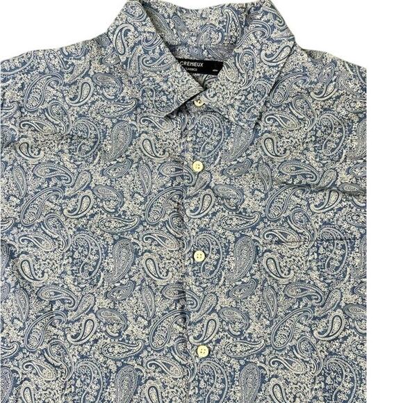 Cremieux Classics Men's Shirt L Blue Paisley Long Sleeve Button Down Cotton - Picture 4 of 10